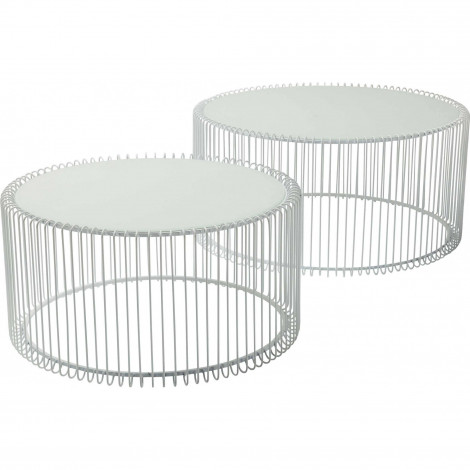 Tables basses rondes Wire set de 2 blanches Kare Design|Table Basse|Kare