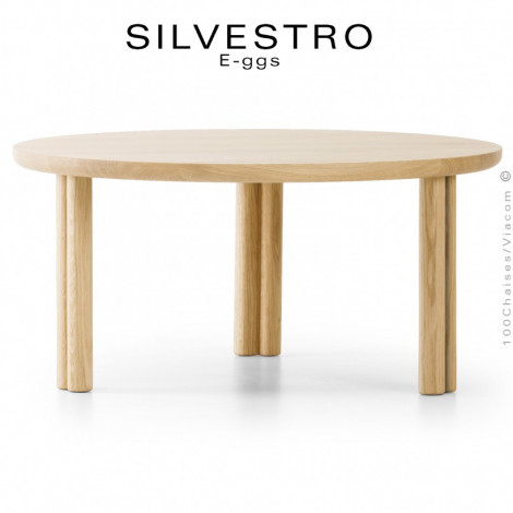 Table basse bois massif design SILVESTRO, structure essence de Frêne, Chêne, Noyer, pour le privé ou public en intérieur.|Table|100chaises