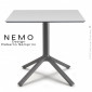 Table repas design NEMO MAXI, pour CHR. et la maison, piétement aluminium peint, plateau fixe carré compact couleur.|Table|100chaises