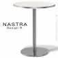 Table de café ronde NASTRA, piétement colonne centrale inox / chromé, plateau stratifié couleur unie, chant PVC inox / chromé.|Table|100chaises
