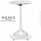 Table mange debout design NEMO, pour CHR., piétement encastrable aluminium peint, plateau rabattable rond compact couleur.|Table|100chaises