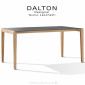 Table repas ou bureau design DALTON, piétement 4 pieds en bois massif de Frêne vernis, plateau stratifier HPL couleur.|Table|100chaises