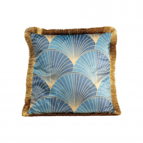 Coussin à franges rétro bleu Kare Design|Coussins|Kare