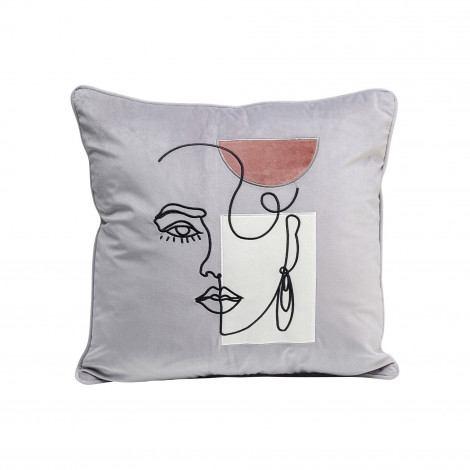 Coussin gris visage femme Kare Design|Coussins|Kare