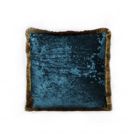 Coussin à franges Cannes bleu pétrole Kare Design|Coussins|Kare