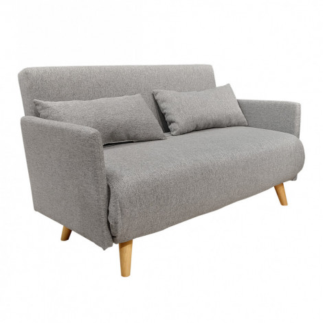Banquette convertible 2 places tissu gris clair pieds bois - JUDY|Canape|Meuble et moi