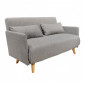 Banquette convertible 2 places tissu gris clair pieds bois - JUDY|Canape|Meuble et moi