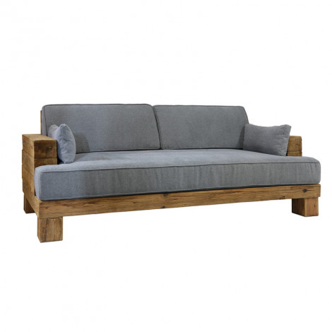 Canapé 3 places 224 cm en bois recyclé et tissu gris - CHALET|Canape|Meuble et moi