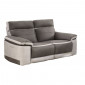 Canapé relaxation 2,5 places motorisé en tissu bicolore taupe - CLARA|Canape|Meuble et moi