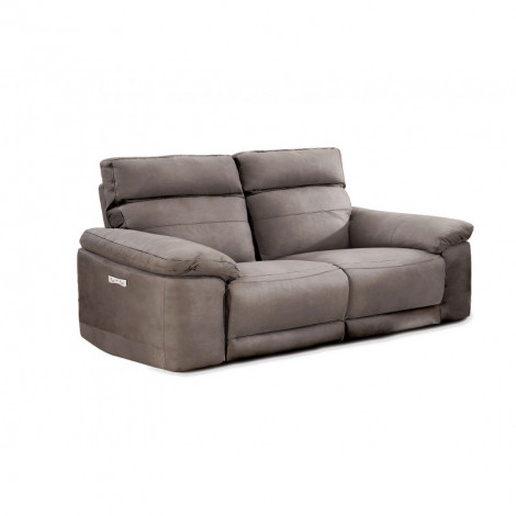 Canapé relaxation 2.5 places motorisé en tissu suédine taupe - CLARA|Canape|Meuble et moi