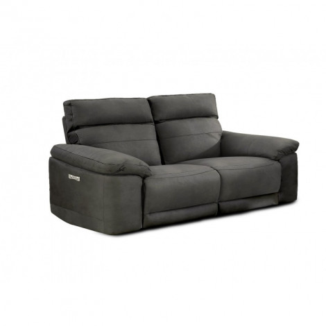Canapé relaxation 2.5 places motorisé en tissu gris anthracite - CLARA|Canape|Meuble et moi