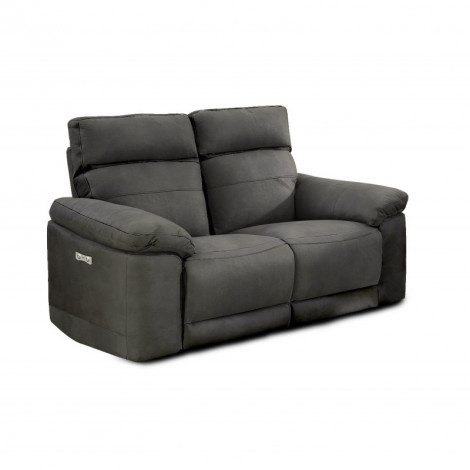 Canapé relaxation 2 places motorisé en tissu gris anthracite - CLARA|Canape|Meuble et moi