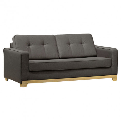 Canapé 3 places L. 190 cm tissu chiné anthracite et pieds bois - TRUDY|Canape|Meuble et moi