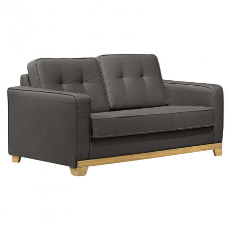 Canapé 2 places L. 160 cm tissu chiné anthracite et pieds bois - TRUDY|Canape|Meuble et moi