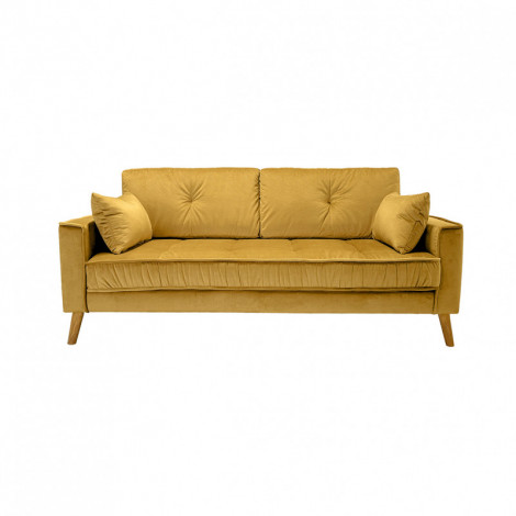 Canapé 3 places en velours jaune moutarde design classique - VLAD|Canape|Meuble et moi