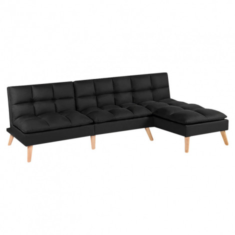 Banquette convertible angle réversible et modulable tissu noir - KURT|Canape|Meuble et moi