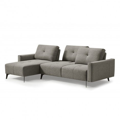 Canapé d'angle réversible tissu gris avec dossiers réglables - SMART|Canape|Meuble et moi
