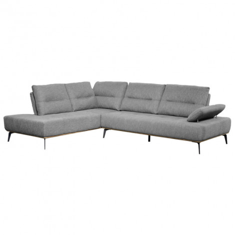 Canapé d'angle gauche tissu chiné gris avec dossiers réglables - SASHA|Canape|Meuble et moi