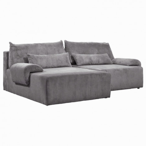 Canapé d'angle réversible et convertible velours côtelé gris - LESTER|Canape|Meuble et moi