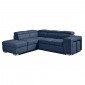 Canapé d'angle gauche convertible en tissu bleu avec 2 poufs - VEGAS|Canape|Meuble et moi