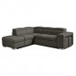 Canapé d'angle gauche convertible en tissu gris avec 2 poufs - VEGAS|Canape|Meuble et moi