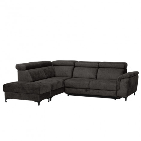 Canapé d'angle gauche convertible coffre pouf gris anthracite – MERRIN|Canape|Meuble et moi