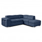 Canapé d'angle droit convertible en tissu bleu avec 2 poufs - VEGAS|Canape|Meuble et moi