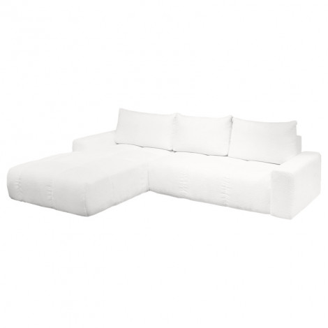 Canapé d'angle gauche convertible tissu bouclette blanc L304 cm - VOLT|Canape|Meuble et moi
