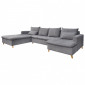Grand canapé d'angle gauche en tissu gris et piètements en bois - ODIN|Canape|Meuble et moi