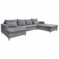 Grand canapé d'angle droit en tissu gris et piètements en bois - ODIN|Canape|Meuble et moi