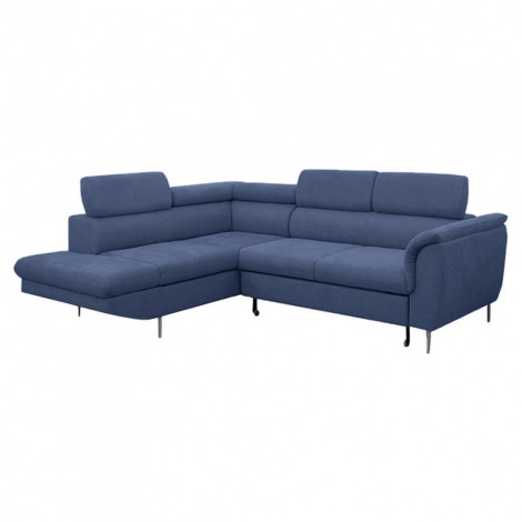 Canapé d'angle gauche convertible bleu avec piètements métal - RUSSELL|Canape|Meuble et moi