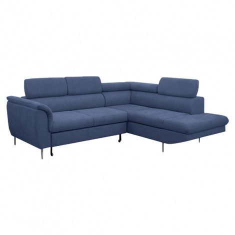 Canapé d'angle droit convertible bleu avec piètements métal - RUSSELL|Canape|Meuble et moi