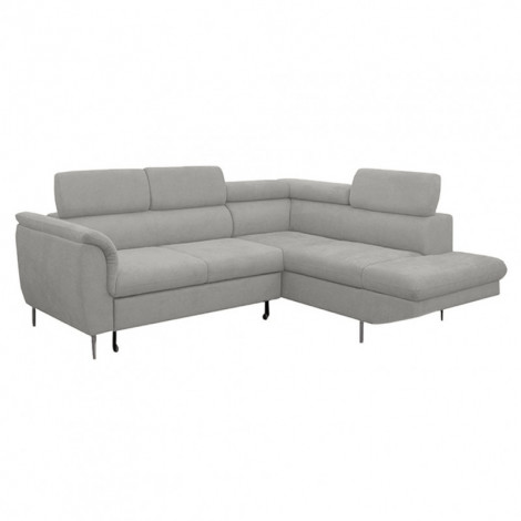 Canapé d'angle droit convertible gris avec piètements métal - RUSSELL|Canape|Meuble et moi