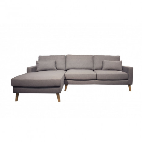 Canapé d'angle gauche structure en bois et revêtement gris - GRIZZLY|Canape|Meuble et moi