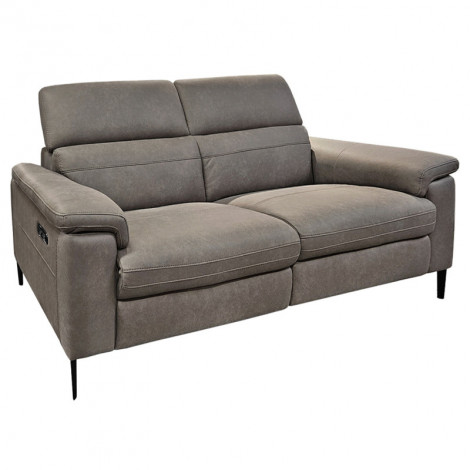 Canapé relax 2 places électrique microfibre taupe prise USB - CHOPPER|Canape|Meuble et moi