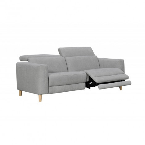 Canapé relaxation 2.5 places en tissu gris et pieds bois - POLO|Canape|Meuble et moi