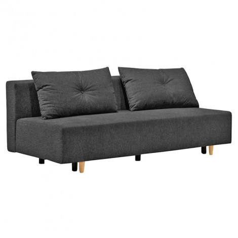 Canapé convertible L. 200 cm tissu doux gris foncé et capitonné - DORY|Canape|Meuble et moi
