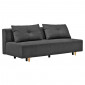 Canapé convertible L. 200 cm tissu doux gris foncé et capitonné - DORY|Canape|Meuble et moi