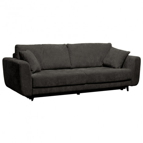 Canapé 3 places convertible L. 240 cm tissu gris pieds métal - MINDY|Canape|Meuble et moi