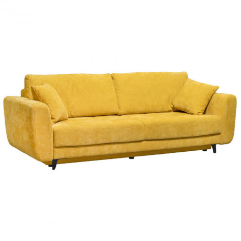 Canapé 3 places convertible L. 240 cm tissu jaune pieds métal - MINDY|Canape|Meuble et moi