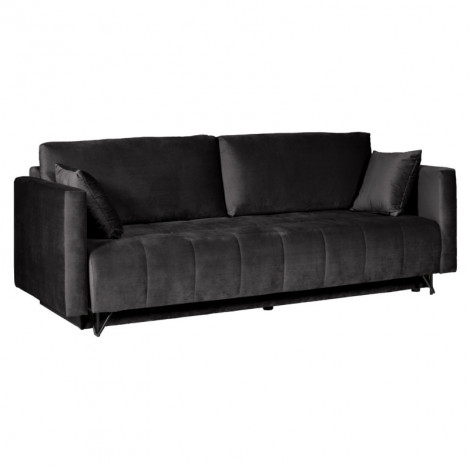 Canapé convertible L. 220 cm velours gris anthracite capitonné - KIARA|Canape|Meuble et moi