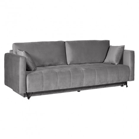 Canapé convertible L. 220 cm en velours gris capitonné - KIARA|Canape|Meuble et moi