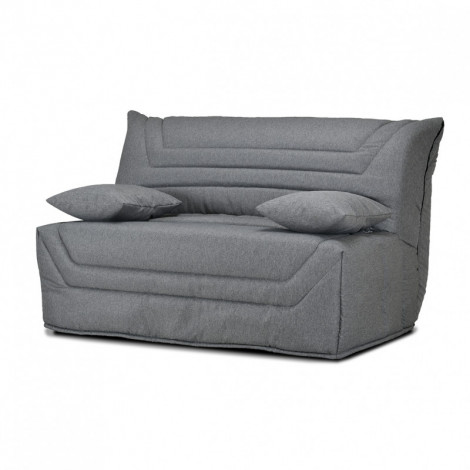 Banquette lit BZ 140x190 cm en tissu gris et matelas 12 cm - CYRIAC|Canape|Meuble et moi