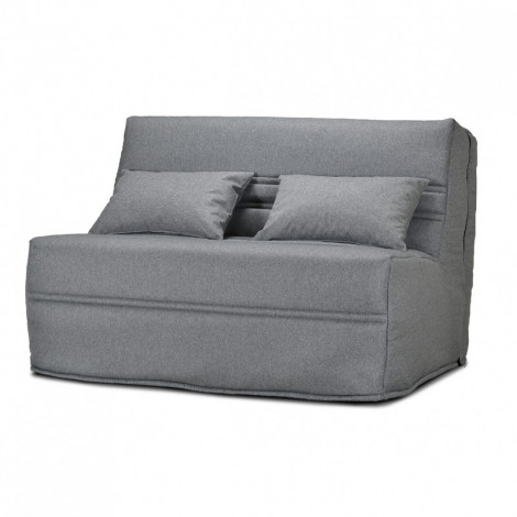 Banquette lit BZ 140x200 cm en tissu gris et matelas 15 cm - ANATOLE|Canape|Meuble et moi