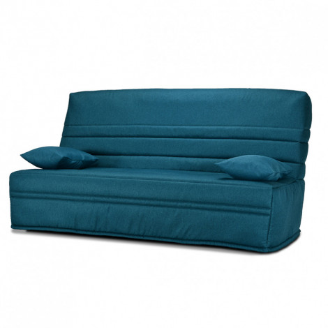 Clic clac 130x190 cm en tissu bleu canard et matelas 13 cm - EBRO|Canape|Meuble et moi
