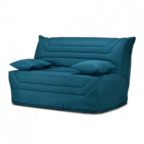 Banquette lit BZ 140x190 cm en tissu bleu et matelas 12 cm - CYRIAC|Canape|Meuble et moi