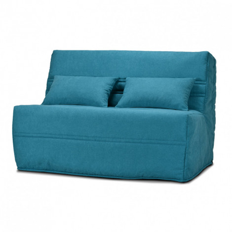 Banquette lit BZ 140x200 cm en tissu bleu et matelas 15 cm - ANATOLE|Canape|Meuble et moi