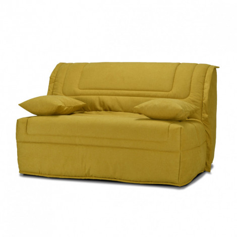 Banquette lit BZ 140x190 cm en tissu jaune et matelas 12 cm – BUZZY|Canape|Meuble et moi