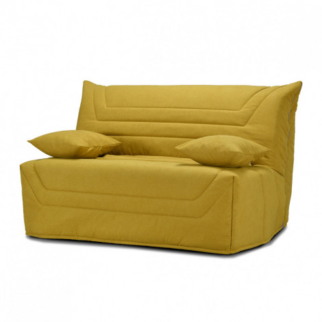 Banquette lit BZ 140x190 cm en tissu jaune et matelas 12 cm - CYRIAC|Canape|Meuble et moi