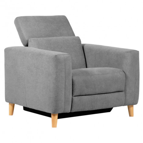Fauteuil relax électrique en tissu gris avec pieds en bois - POLO|Fauteuil / Chauffeuse|Meuble et moi